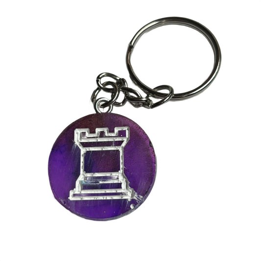 Swirly Purple Rook - Handmade Resin Keychain - Flat Edition