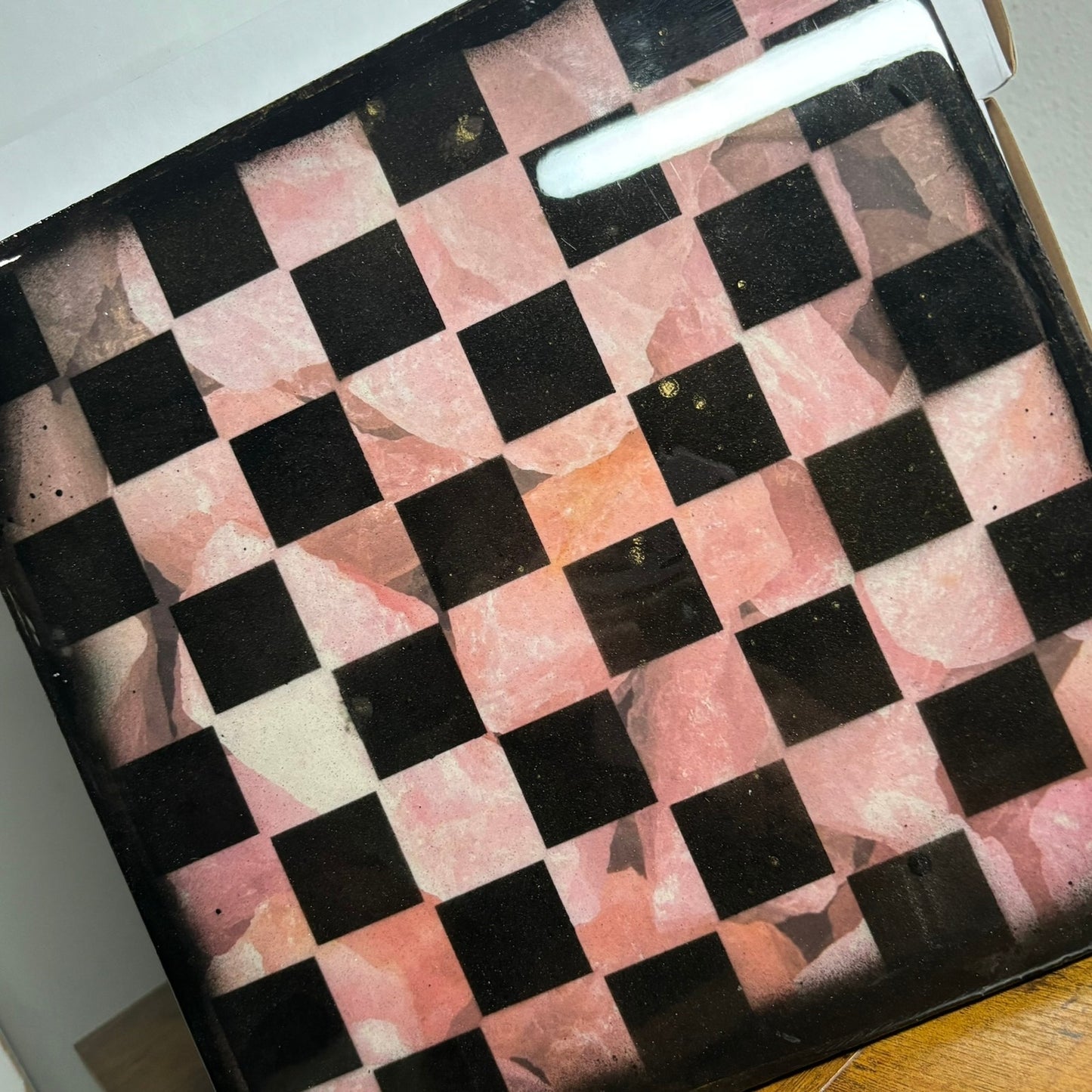 Soft Pink Rock - Resin Coated Chess Board