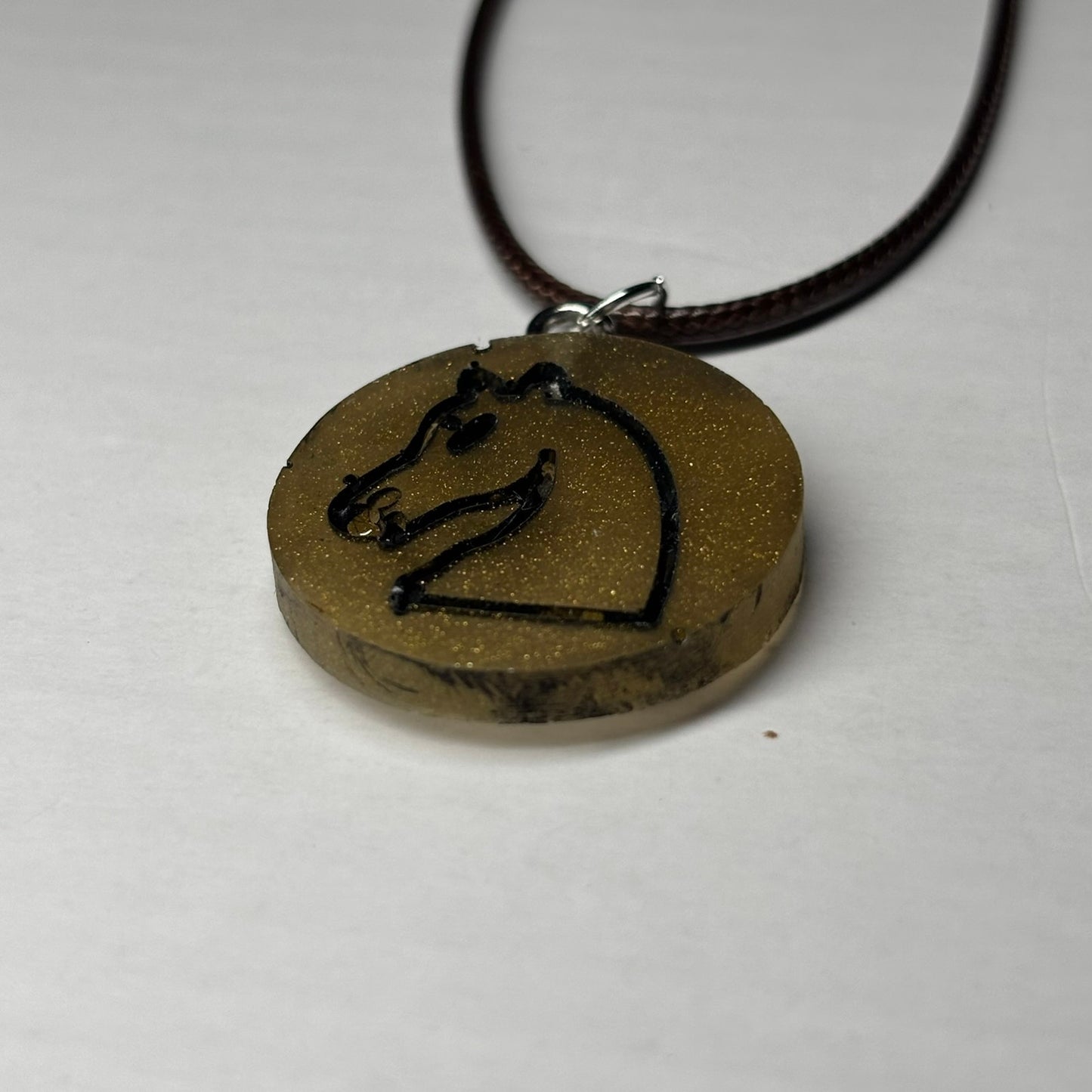 Brown Knight - Handmade Resin Chess Necklace