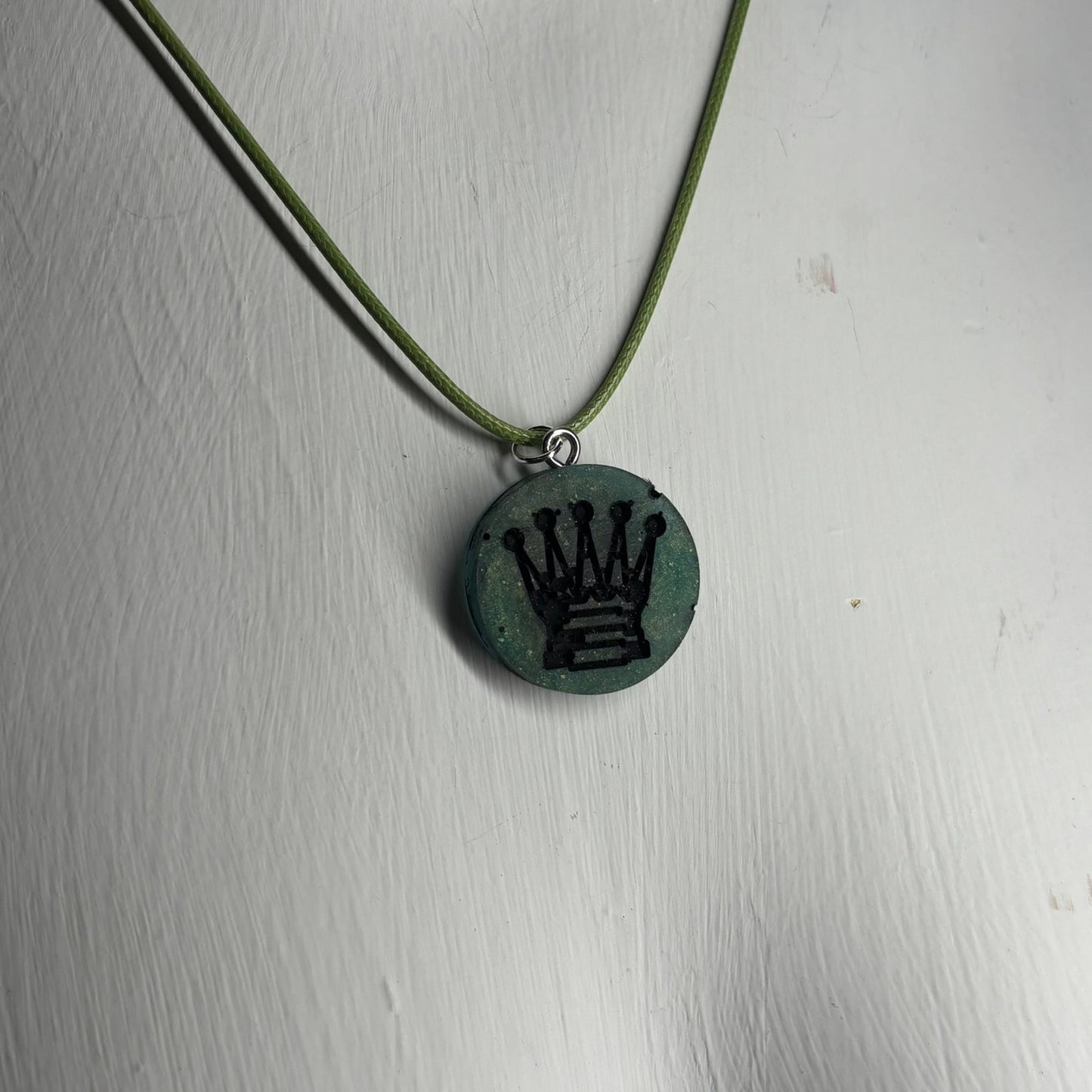 Greens King - Handmade Resin Chess Necklace