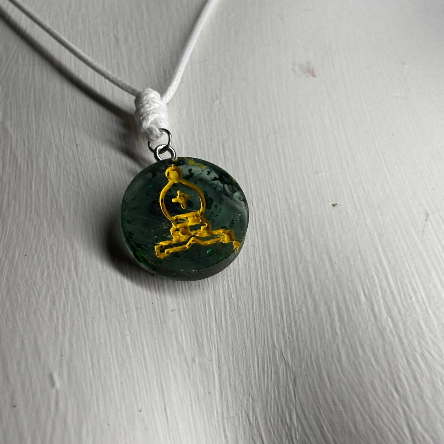 Forest Green Bishop - Handmade Resin Chess Necklace