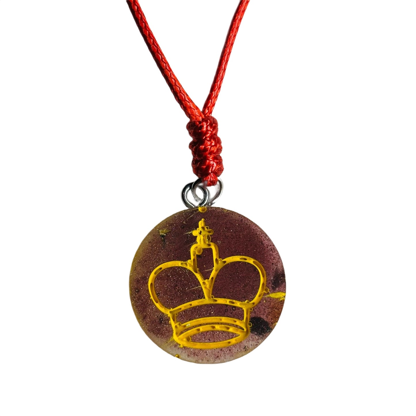 Rustic Yellow King - Handmade Resin Chess Necklace