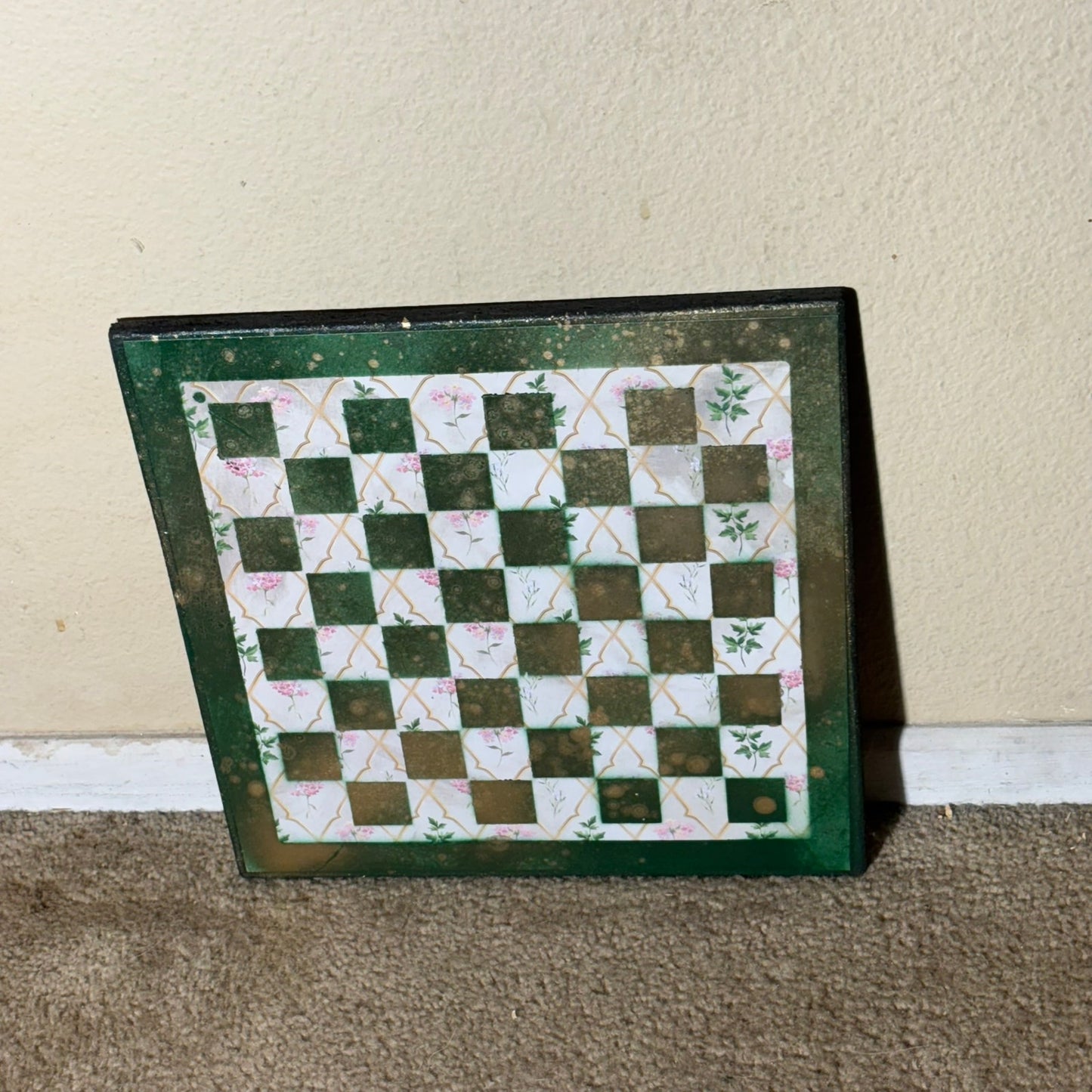 Vintage Golden Green - Scrapbook Chess Board