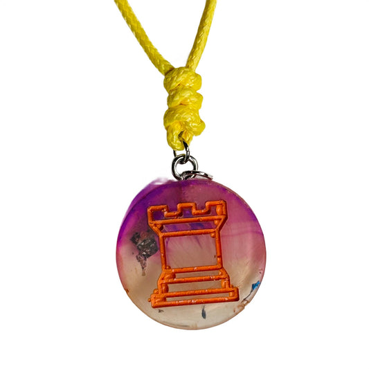 Translucent Rook - Handmade Resin Chess Necklace