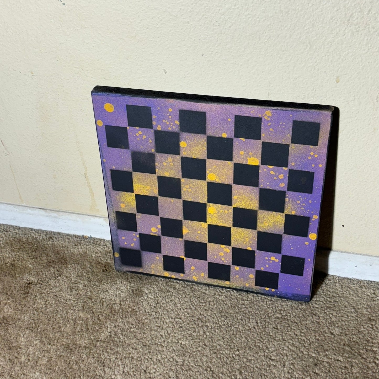 Purple Yellow Splash - Painted Chess Board