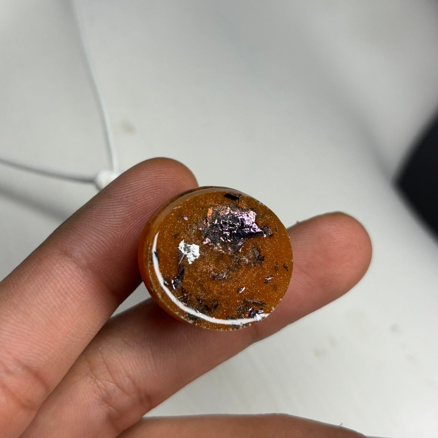 Orange Purple Bishop - Handmade Resin Chess Necklace