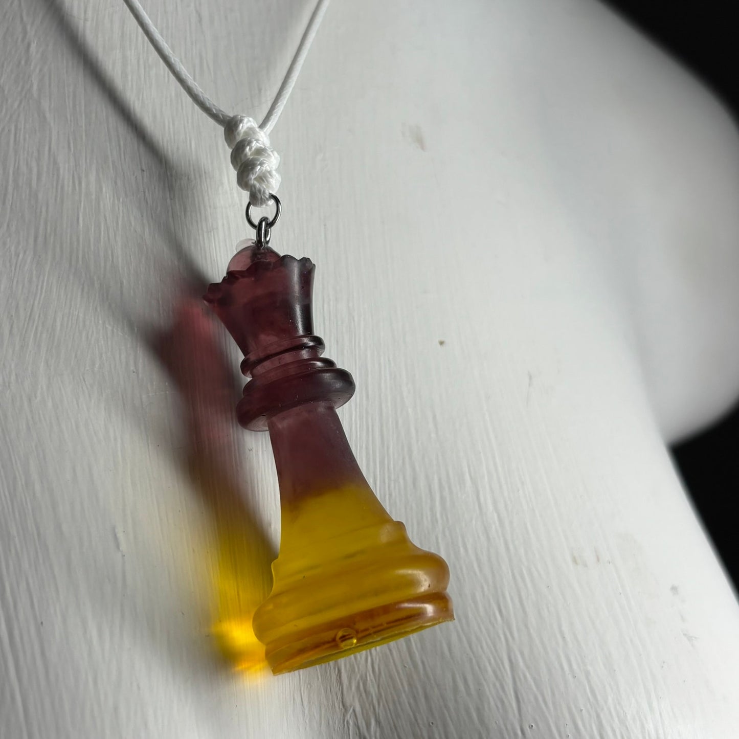 Yellow & Brown Queen - Handmade Resin Chess Necklace
