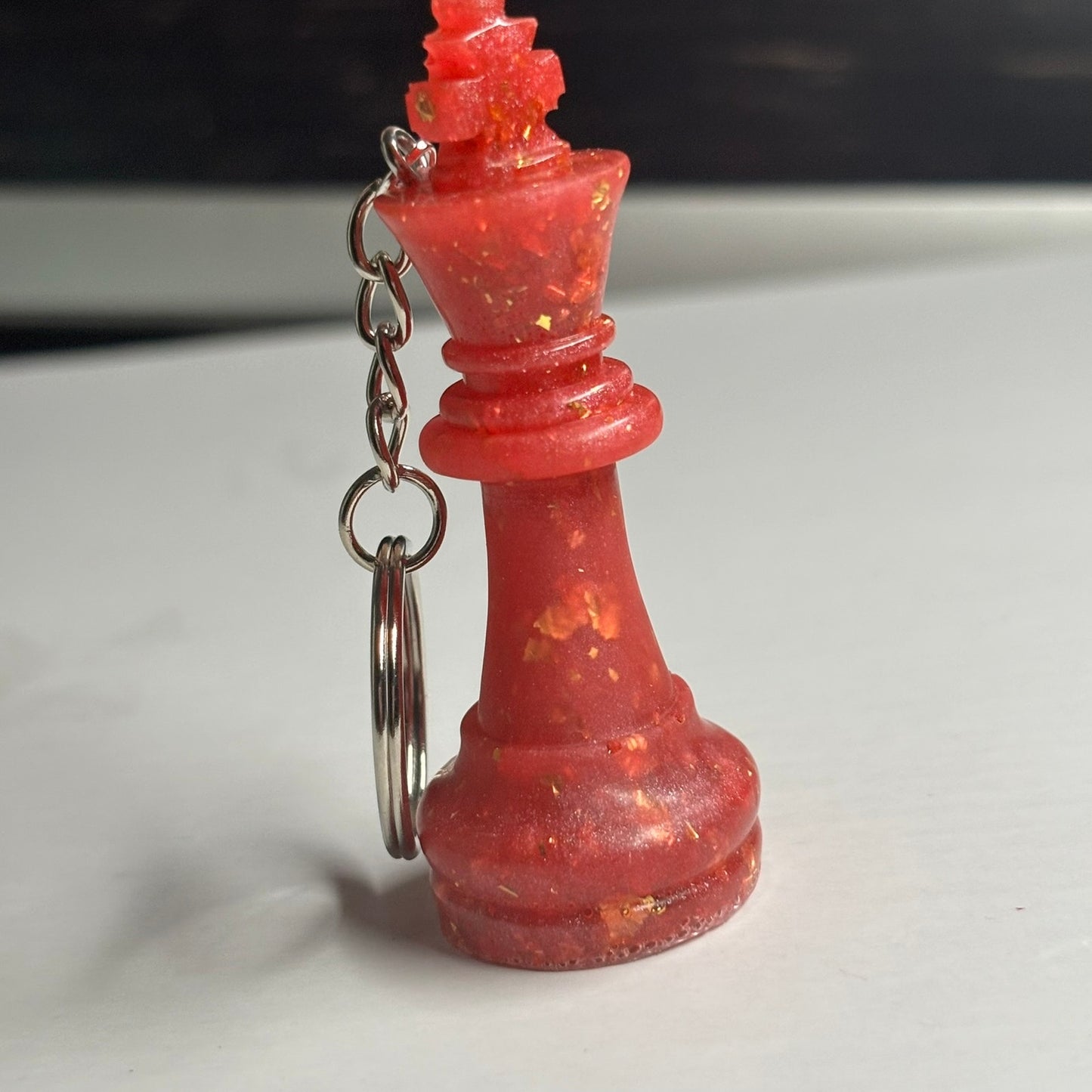 Glittered Red King - Handmade Resin Keychain