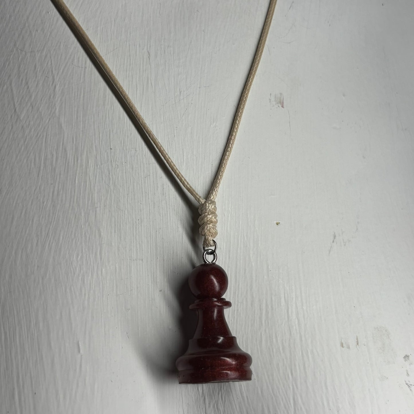 Bronze Red Pawn - Handmade Resin Chess Necklace