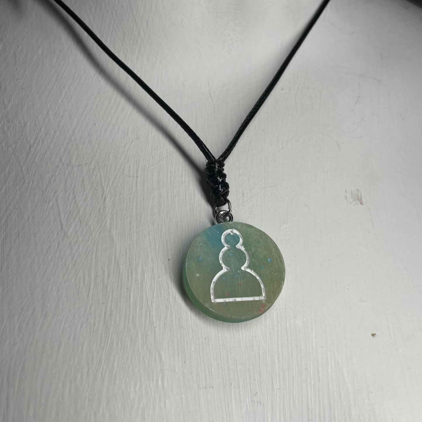 Blush Green Pawn - Handmade Resin Chess Necklace