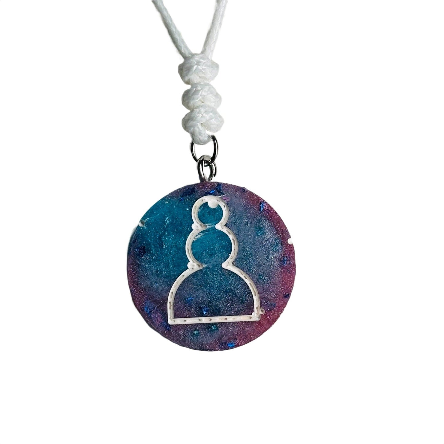 🎁 Blue Mixed Pawn - Handmade Resin Chess Necklace (100% off)