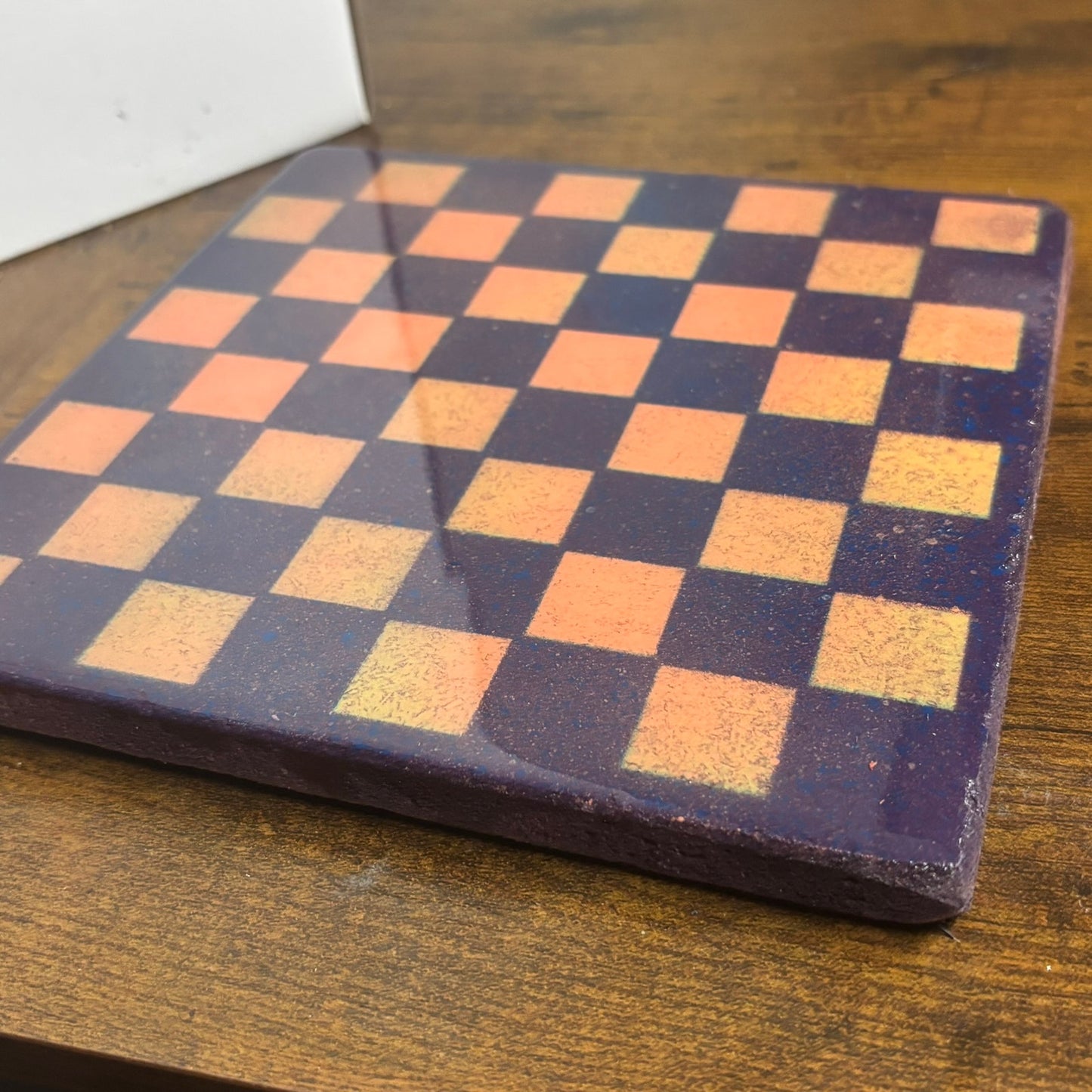 Purple & Orange - Resin Coated Chess Board
