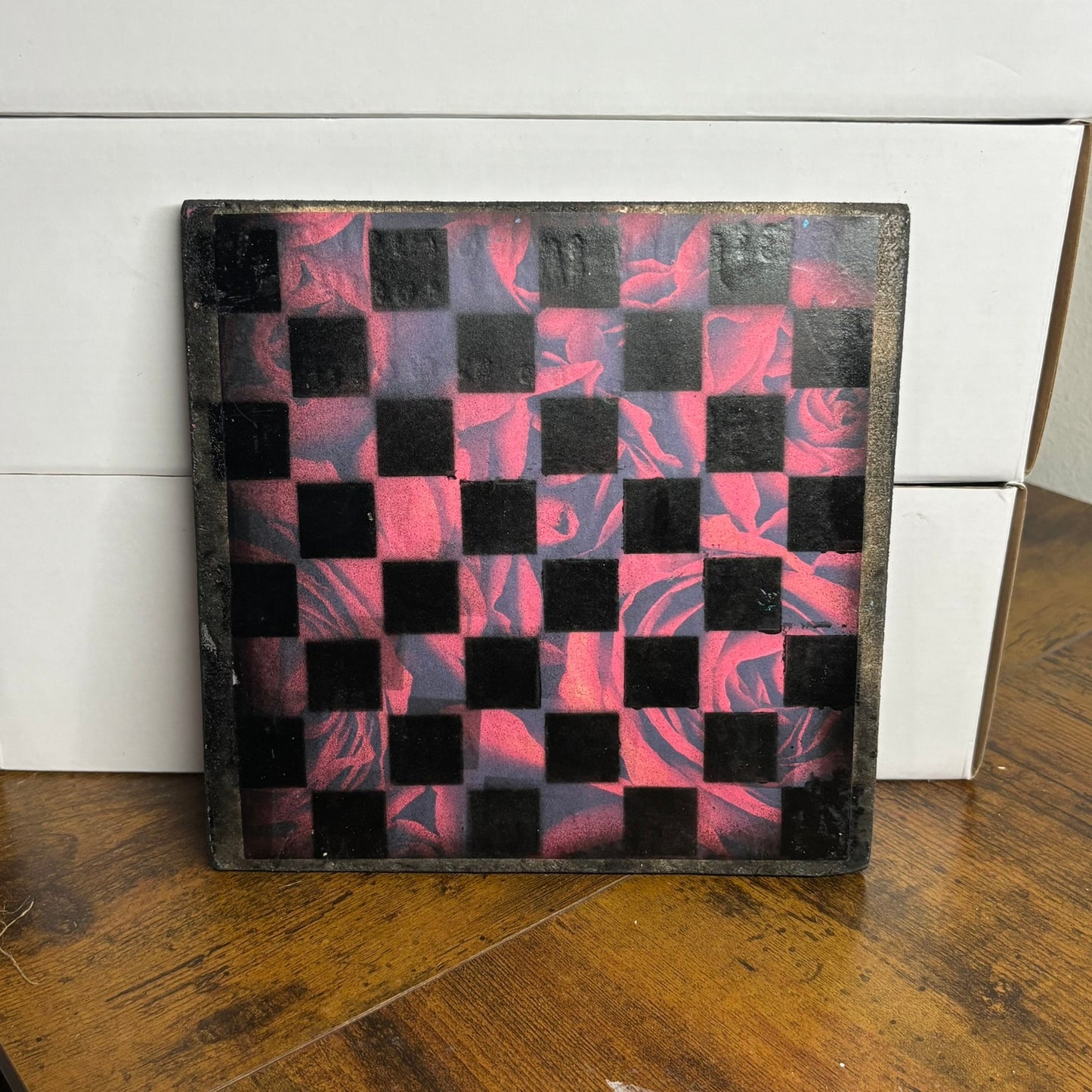 Peach Sunshine - Painted Double Sided Chess Board