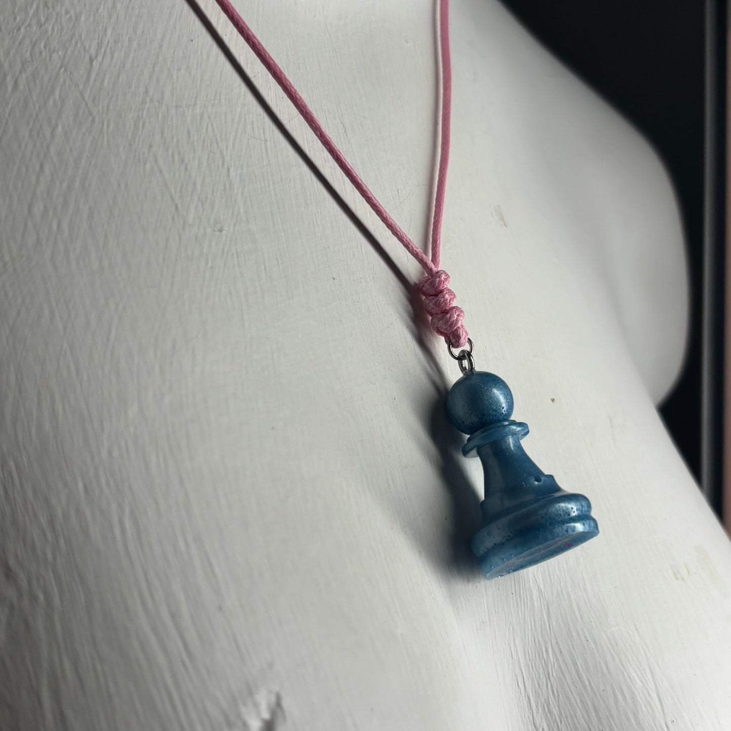 Blue Pawn - Handmade Resin Chess Necklace