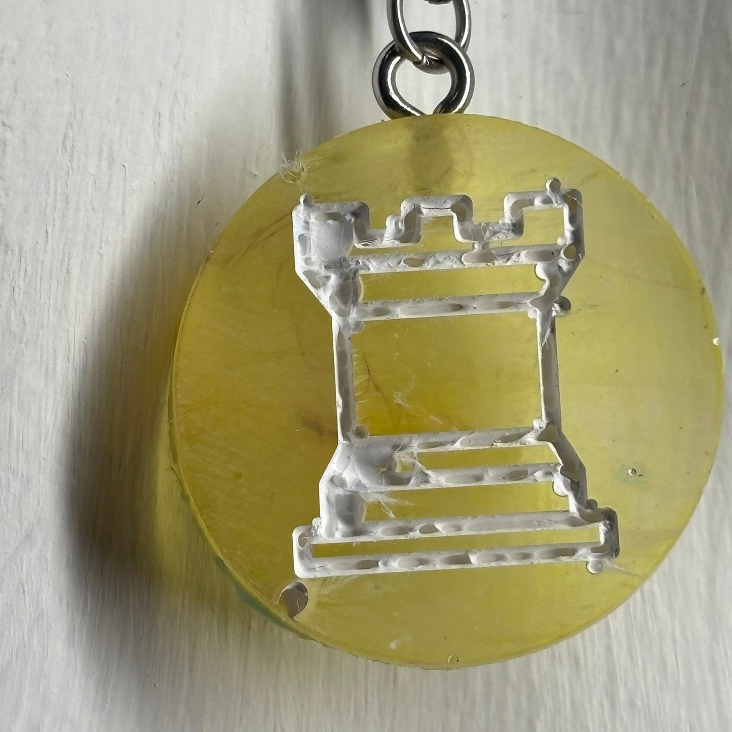 Bright Yellow Rook - Handmade Resin Chess Necklace