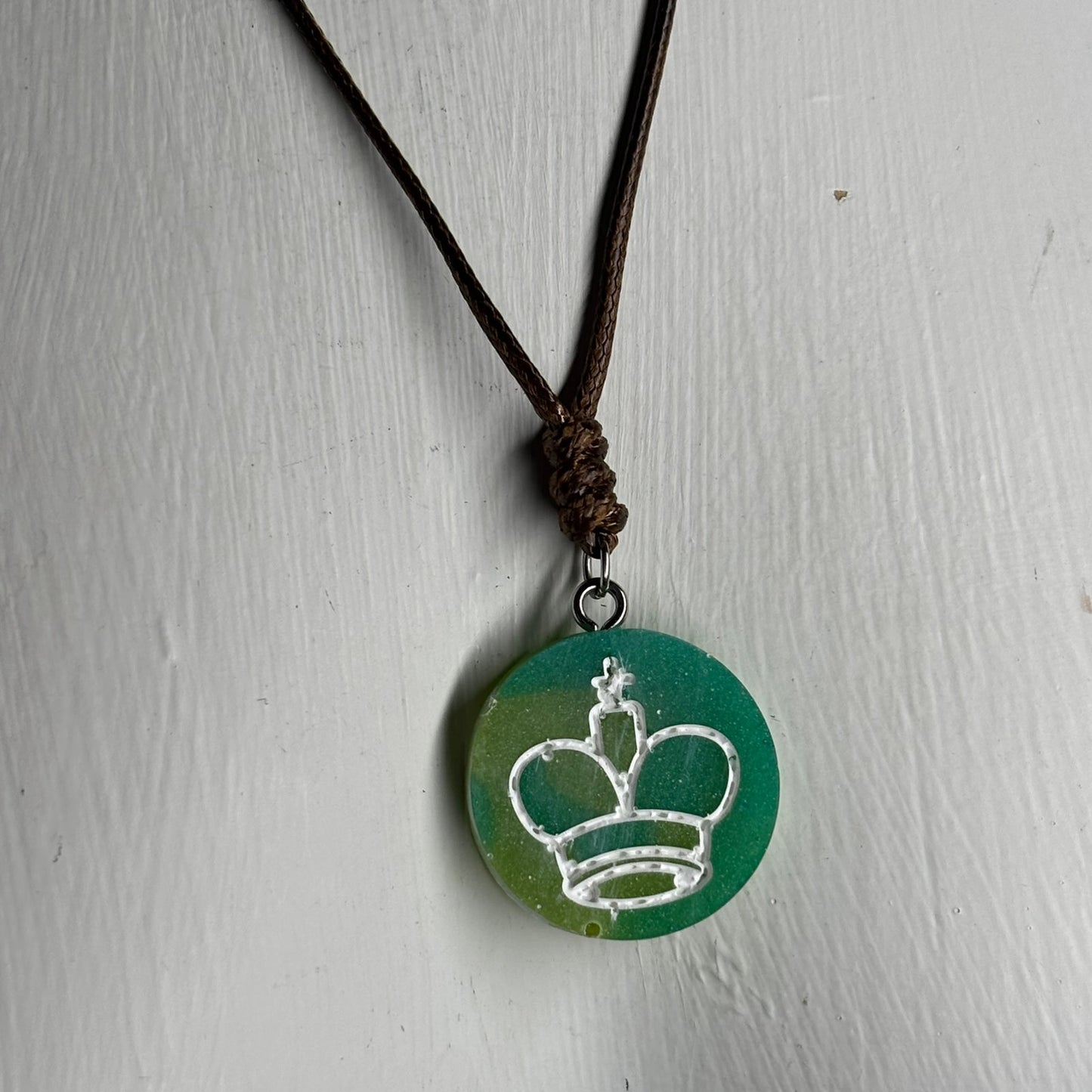 Classic Green King - Handmade Resin Chess Necklace