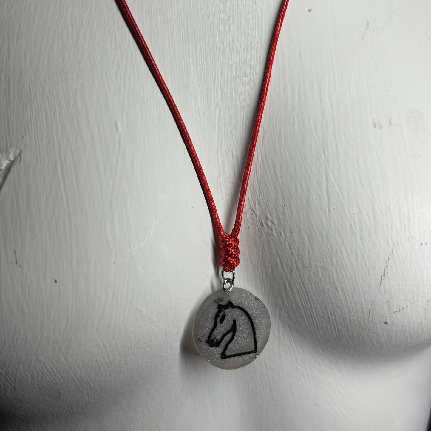 Silver Knight - Handmade Resin Chess Necklace
