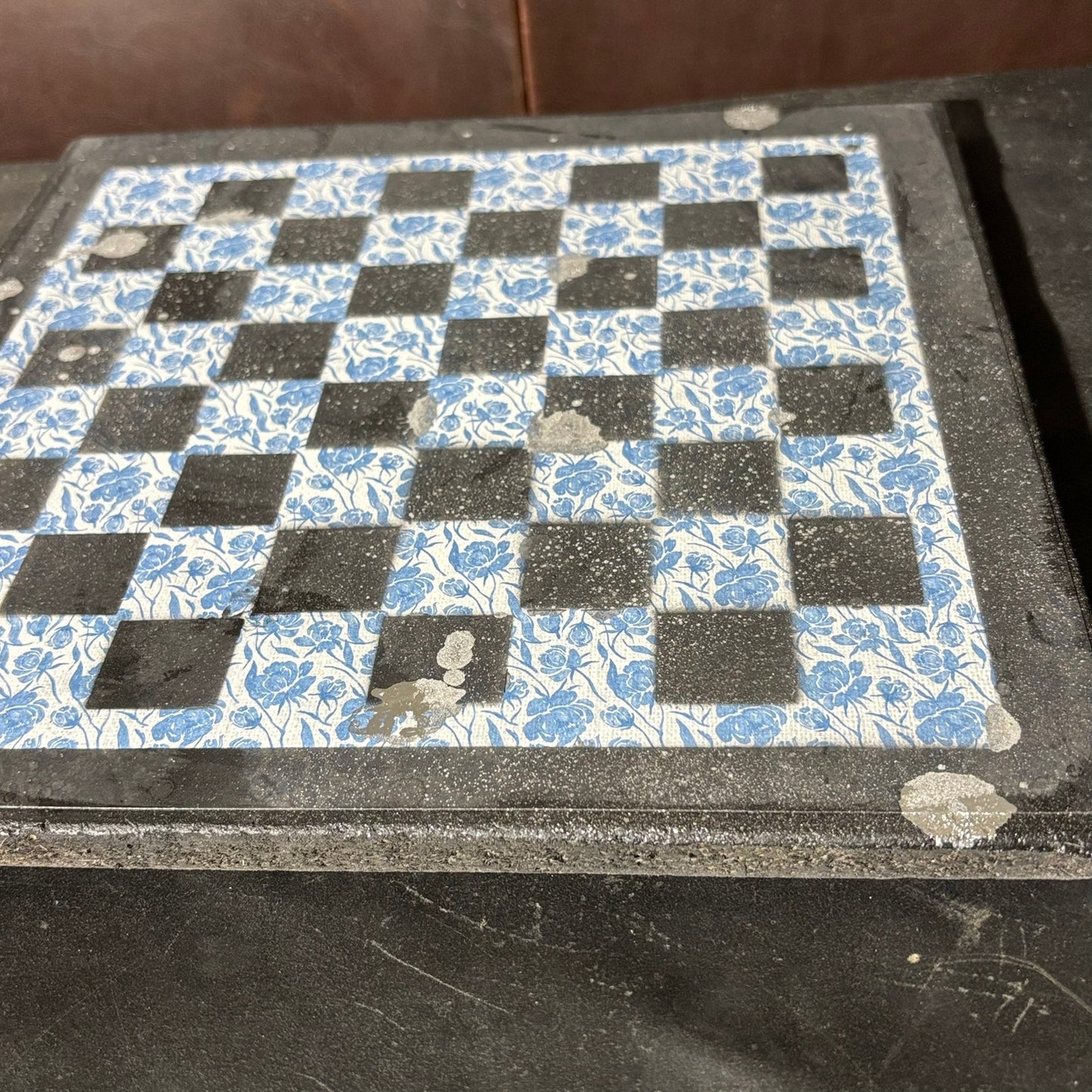 Blue Flowers - Scrapbook Chess Board