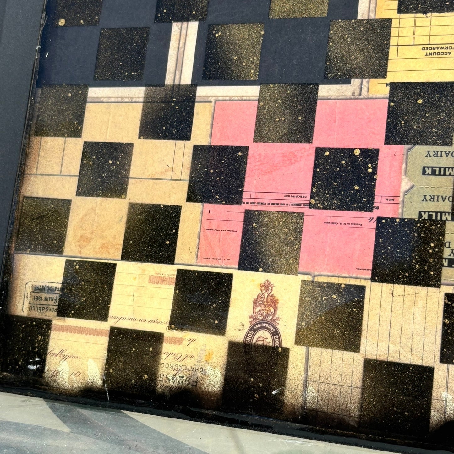 Vintage Collage - Resin Coated Chess Board
