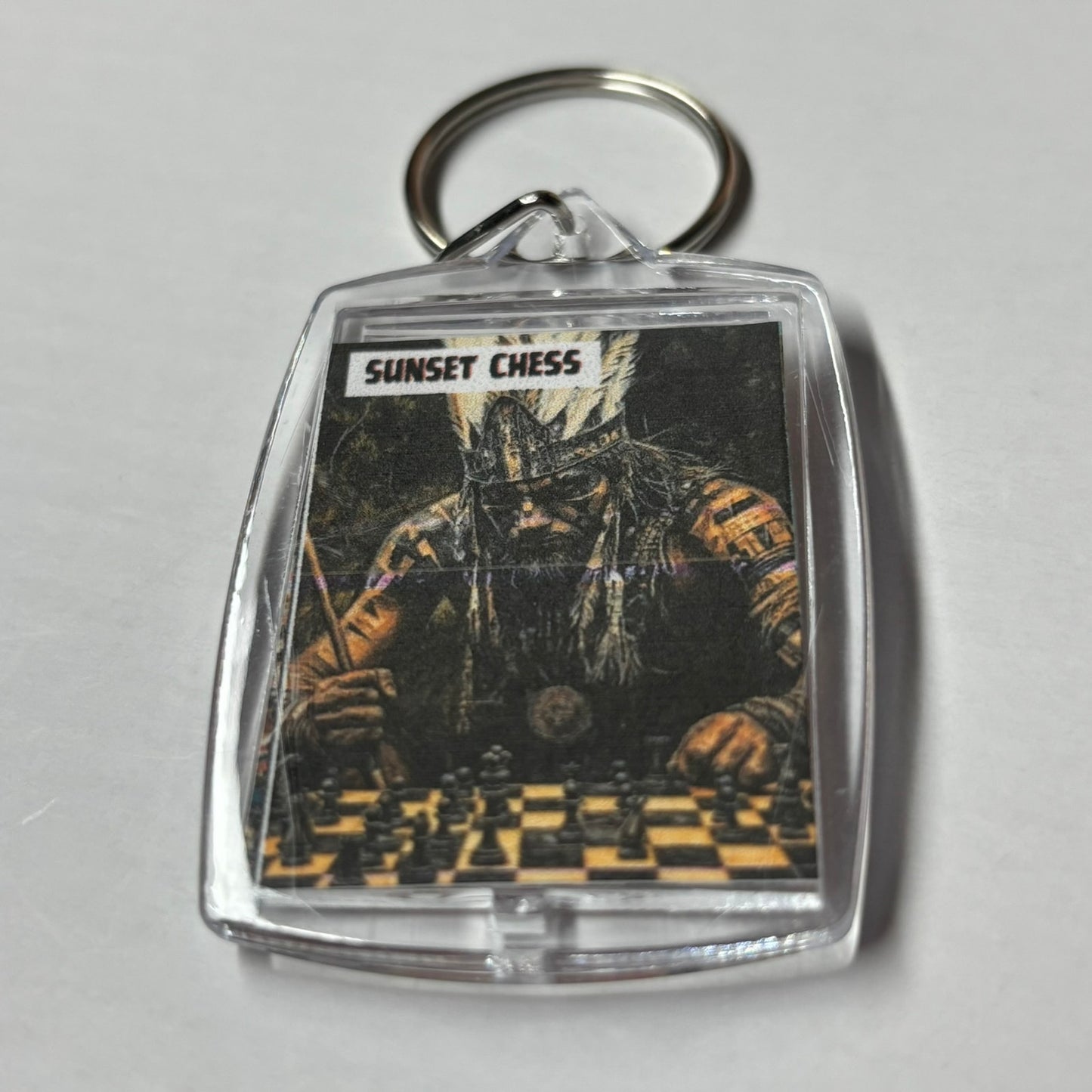 Lone Warrior - Sunset Chess Photo Keychain