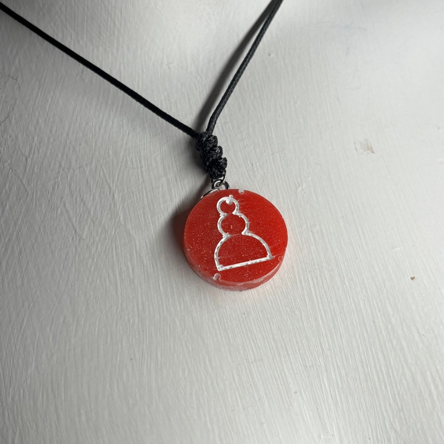 Vibrant Red Pawn - Handmade Resin Chess Necklace