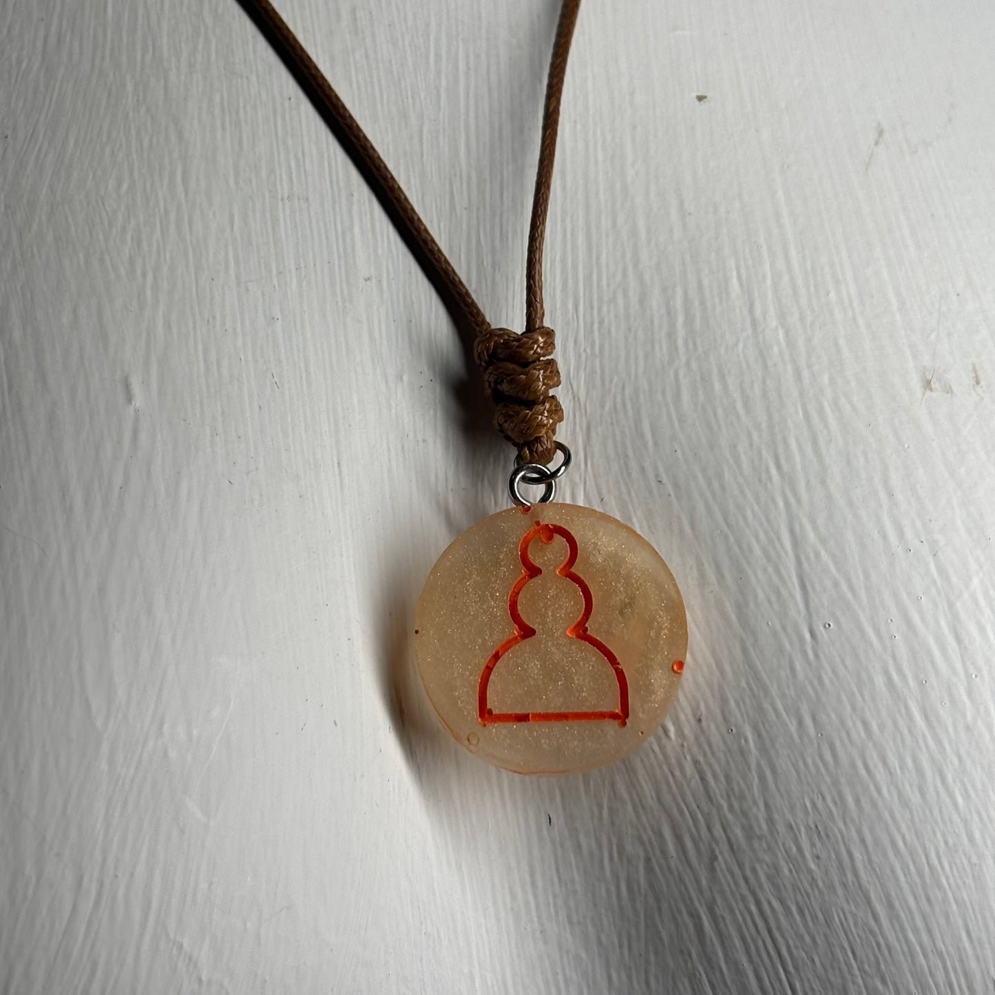 Cream Pawn - Handmade Resin Chess Necklace