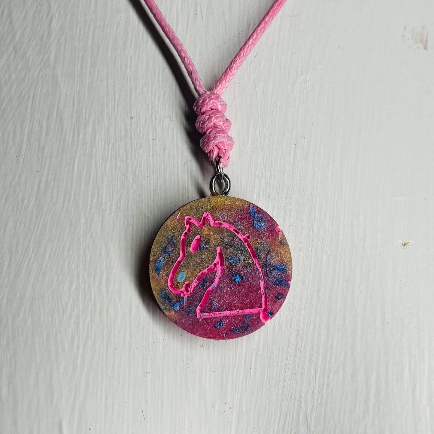 Royal Pink Knight - Handmade Resin Chess Necklace