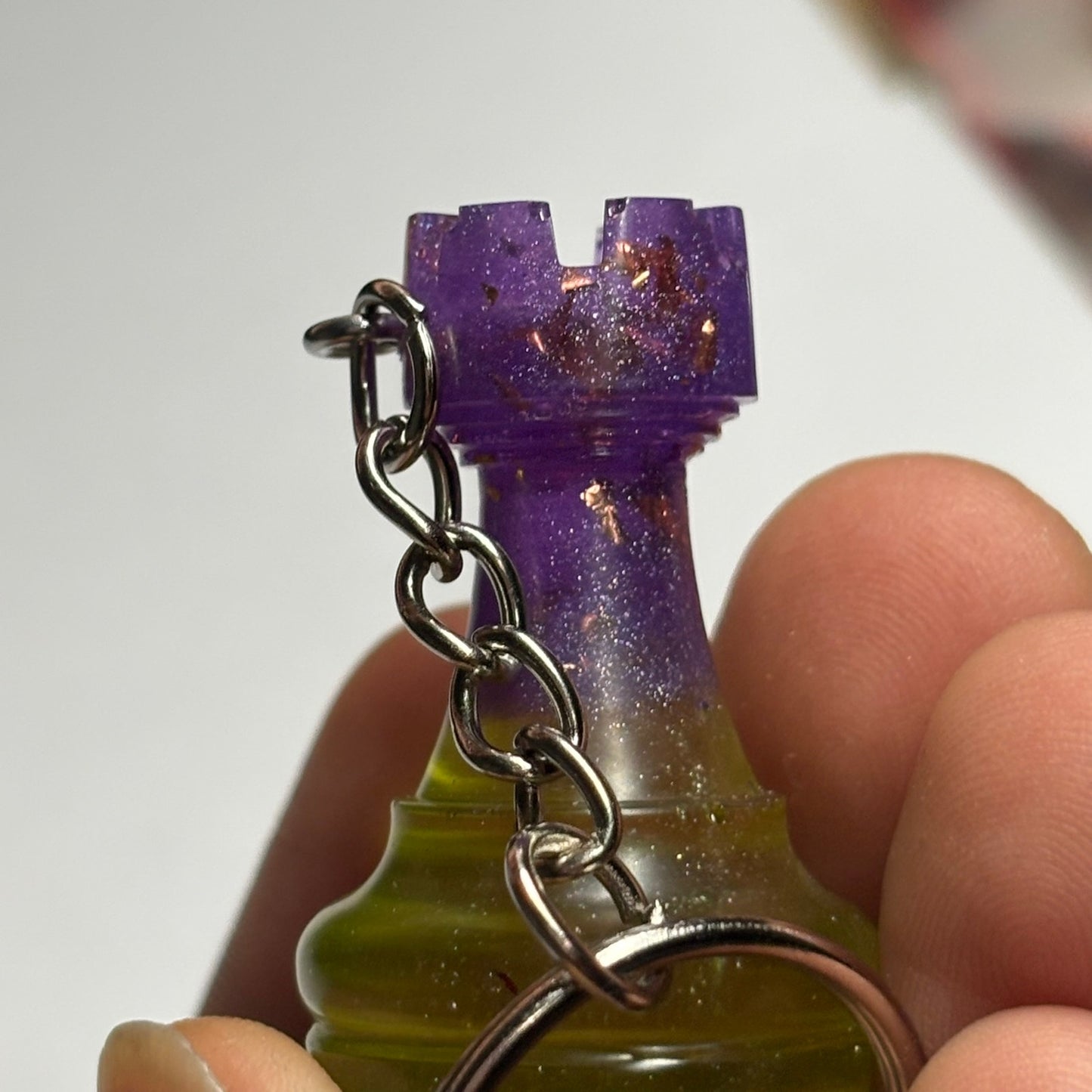 Purple Yellow Rook - Handmade Resin Keychain