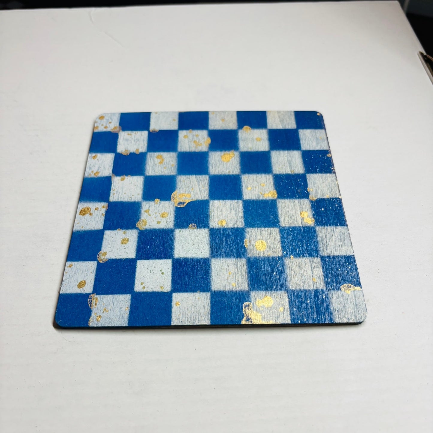 Blue White Gold Drip - Mini Chess Set