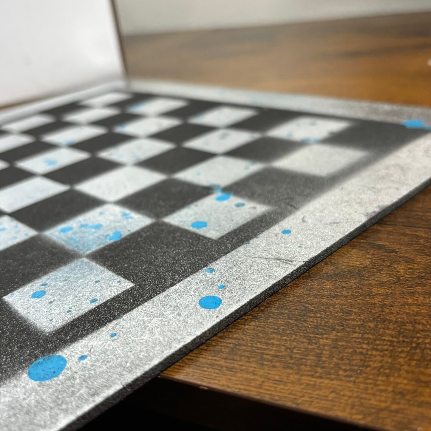 Chrome Black & Blue - Painted Chess Board