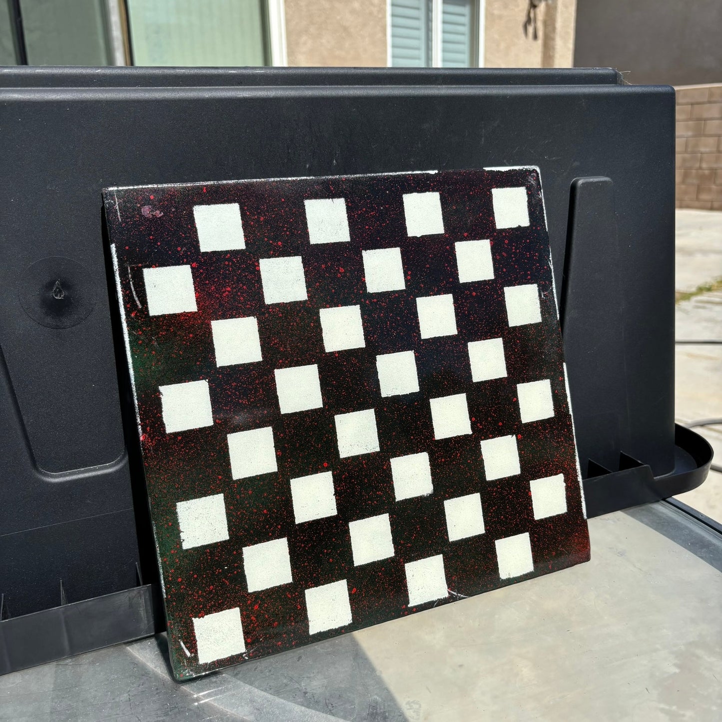Black Specked Red - Resin Coated Chess Board