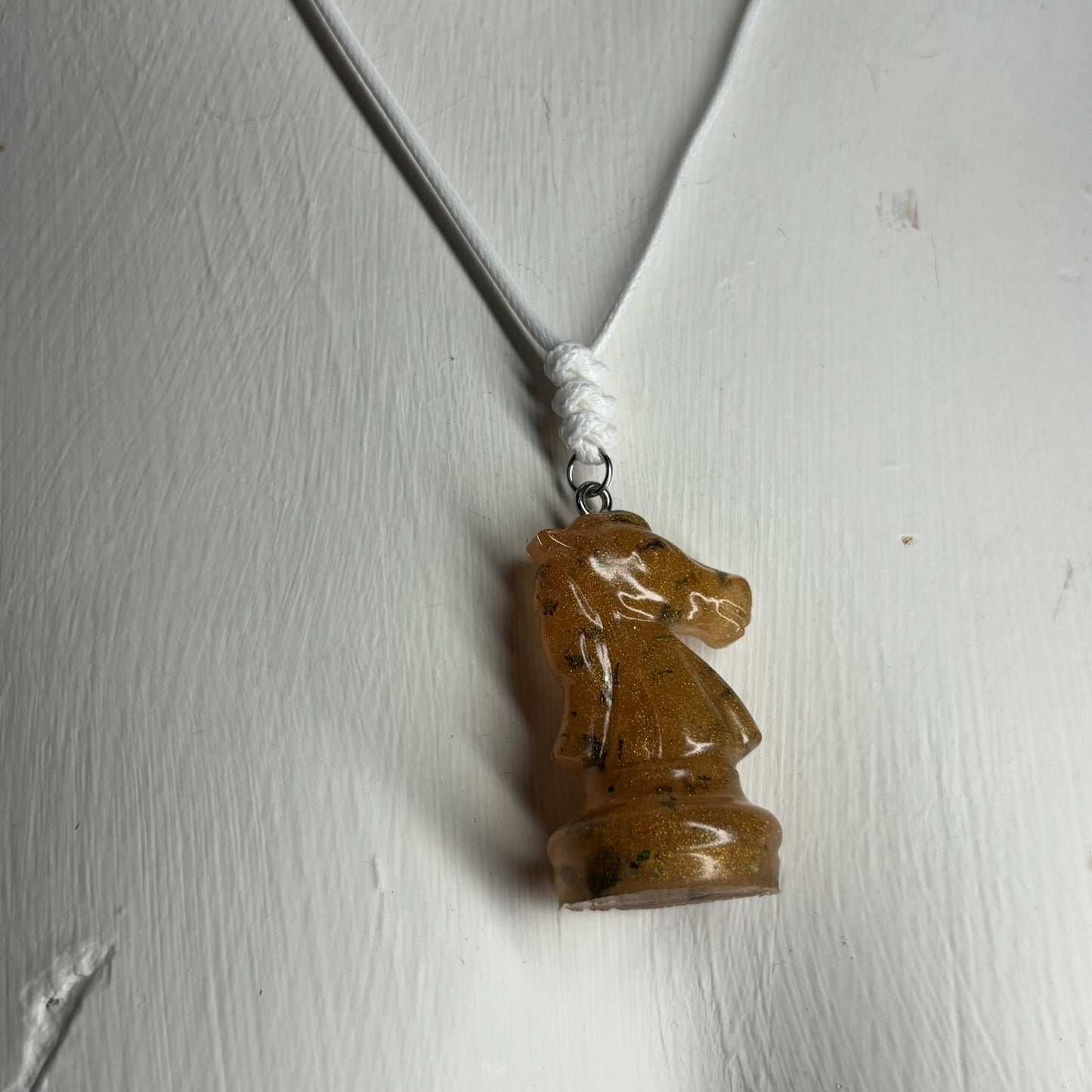 Spotted Yellow Knight - Handmade Resin Chess Necklace