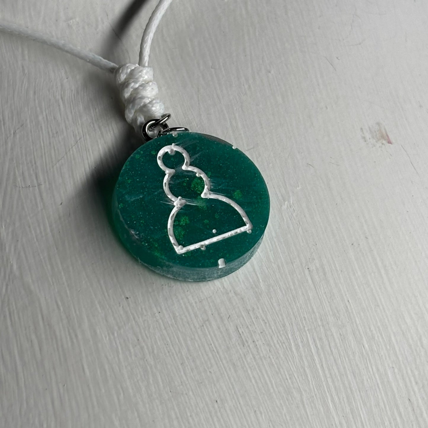 Emerald Green Pawn - Handmade Resin Chess Necklace