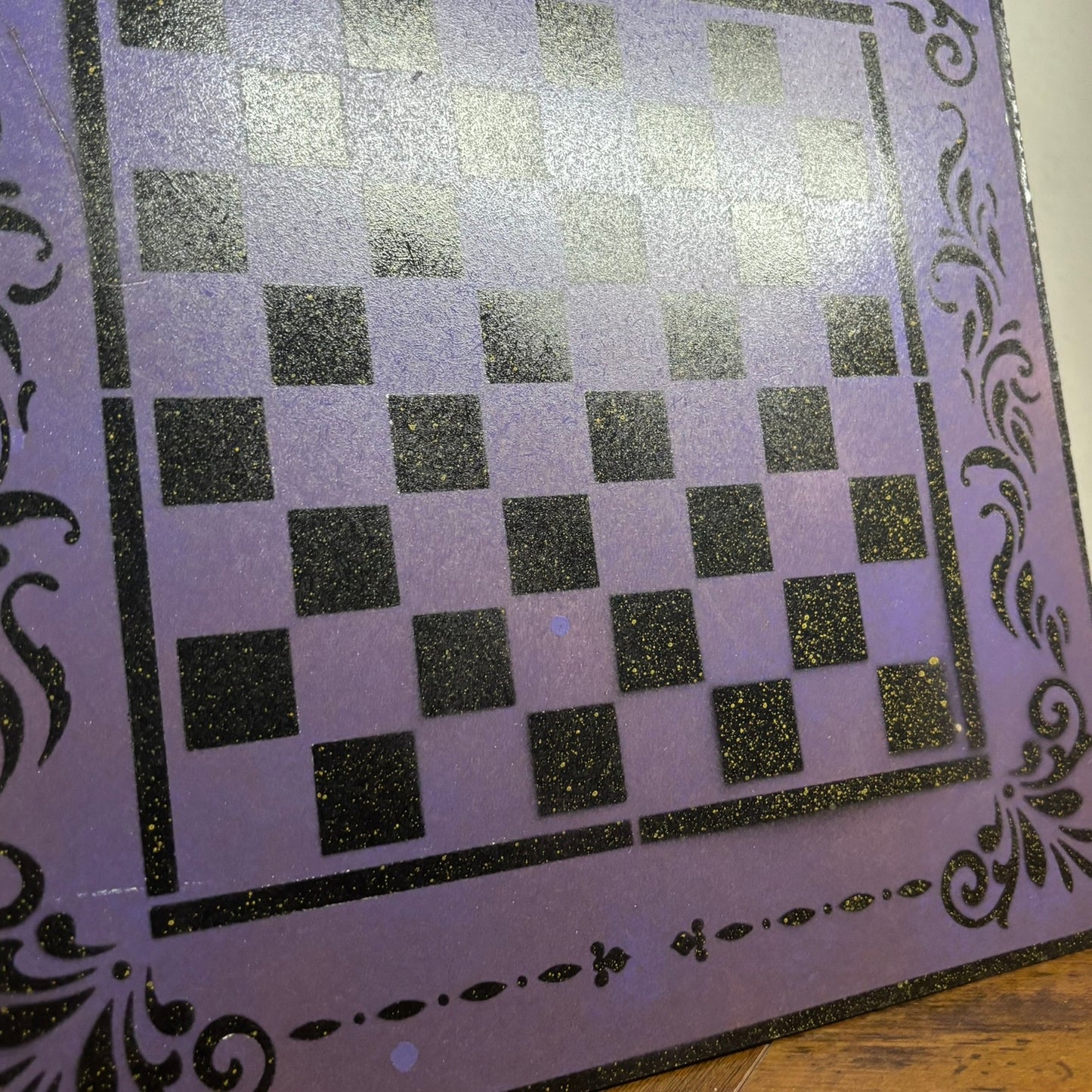 Purple & Black  - Painted Chess Board