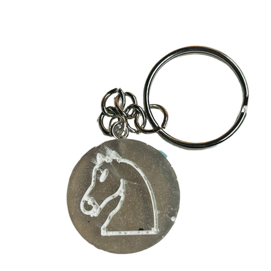 Silver White Knight - Handmade Resin Keychain