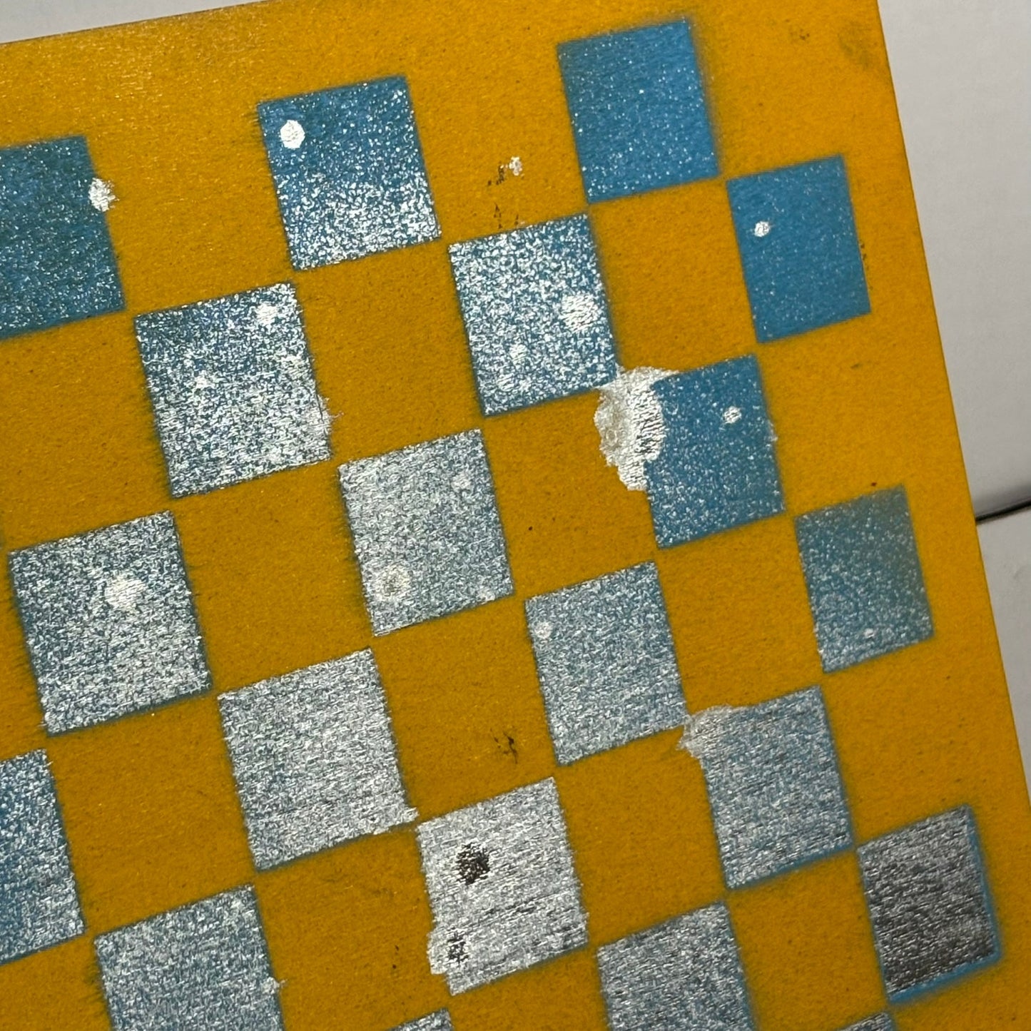 Yellow & Blue - Painted Thin Wooden Chess Board