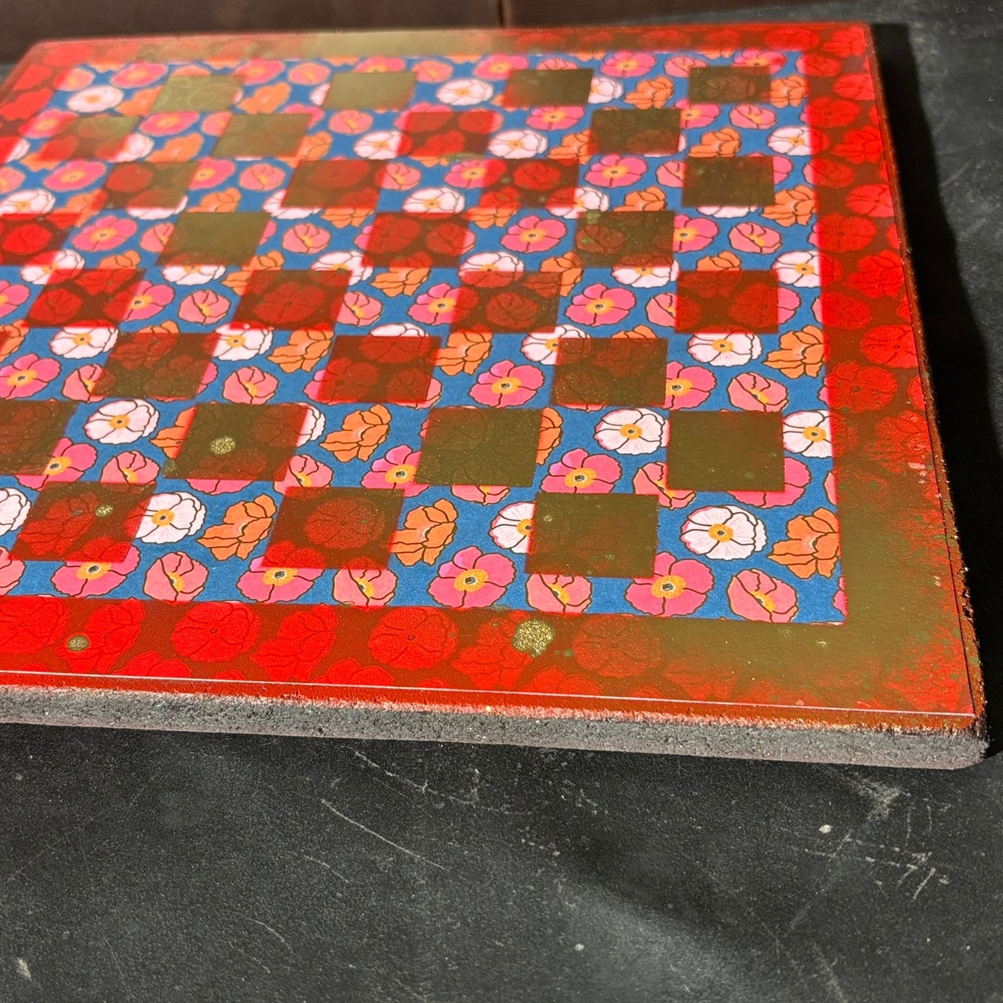 Golden Flowers - Scrapbook Chess Board