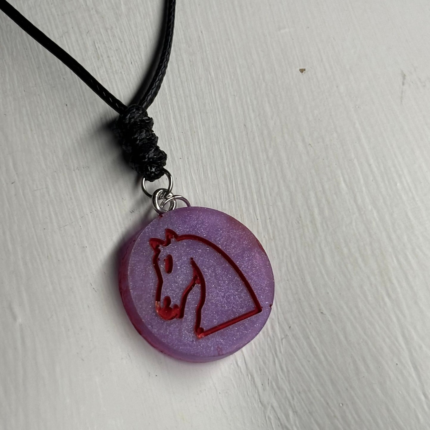 Purple Knight - Handmade Resin Chess Necklace