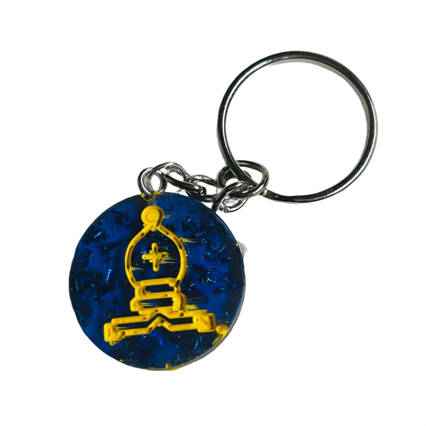 Blue Yellow Bishop - Handmade Resin Keychain