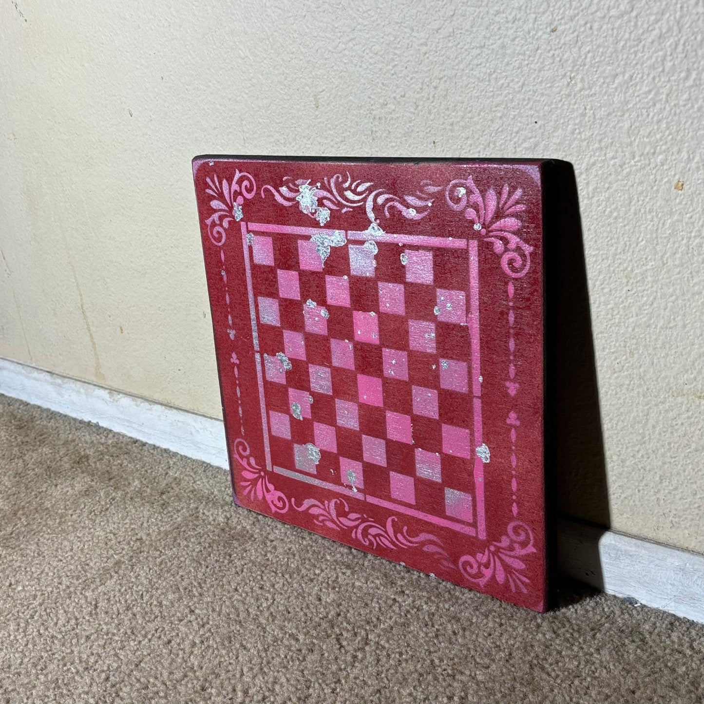 Pink & Red - Painted Chess Board