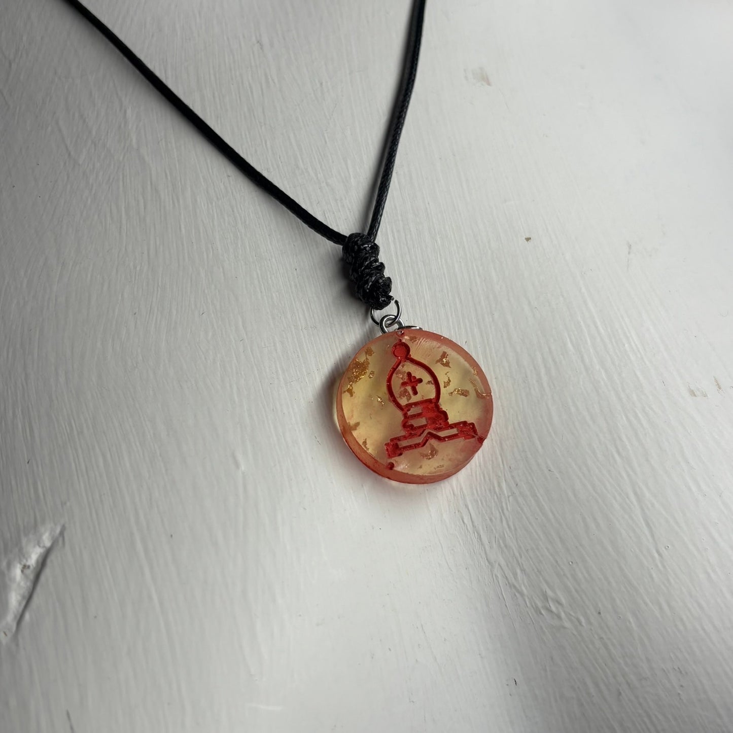 Yellow Bishop - Handmade Resin Chess Necklace