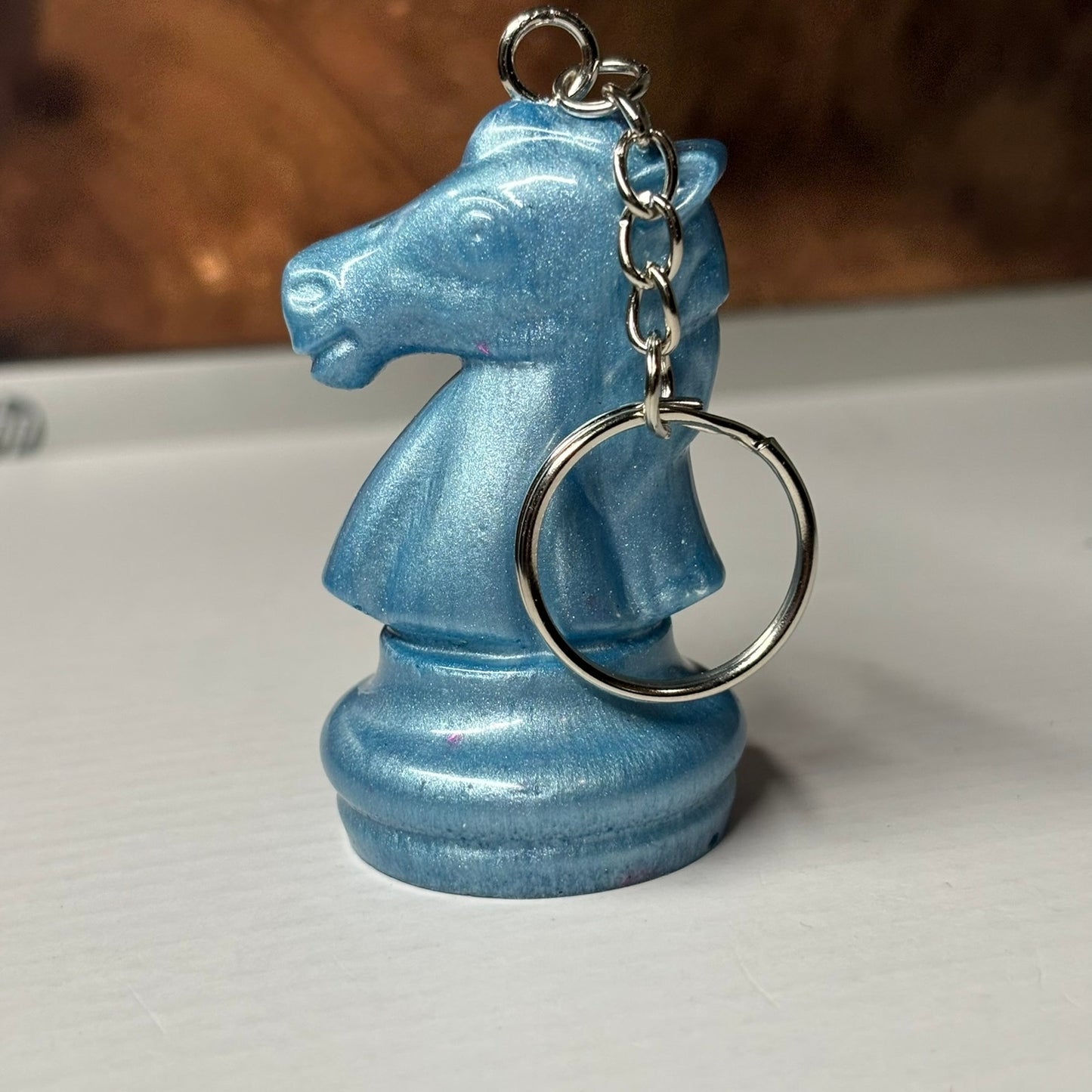 Smooth Blue Knight - Handmade Resin Keychain - Large Edition