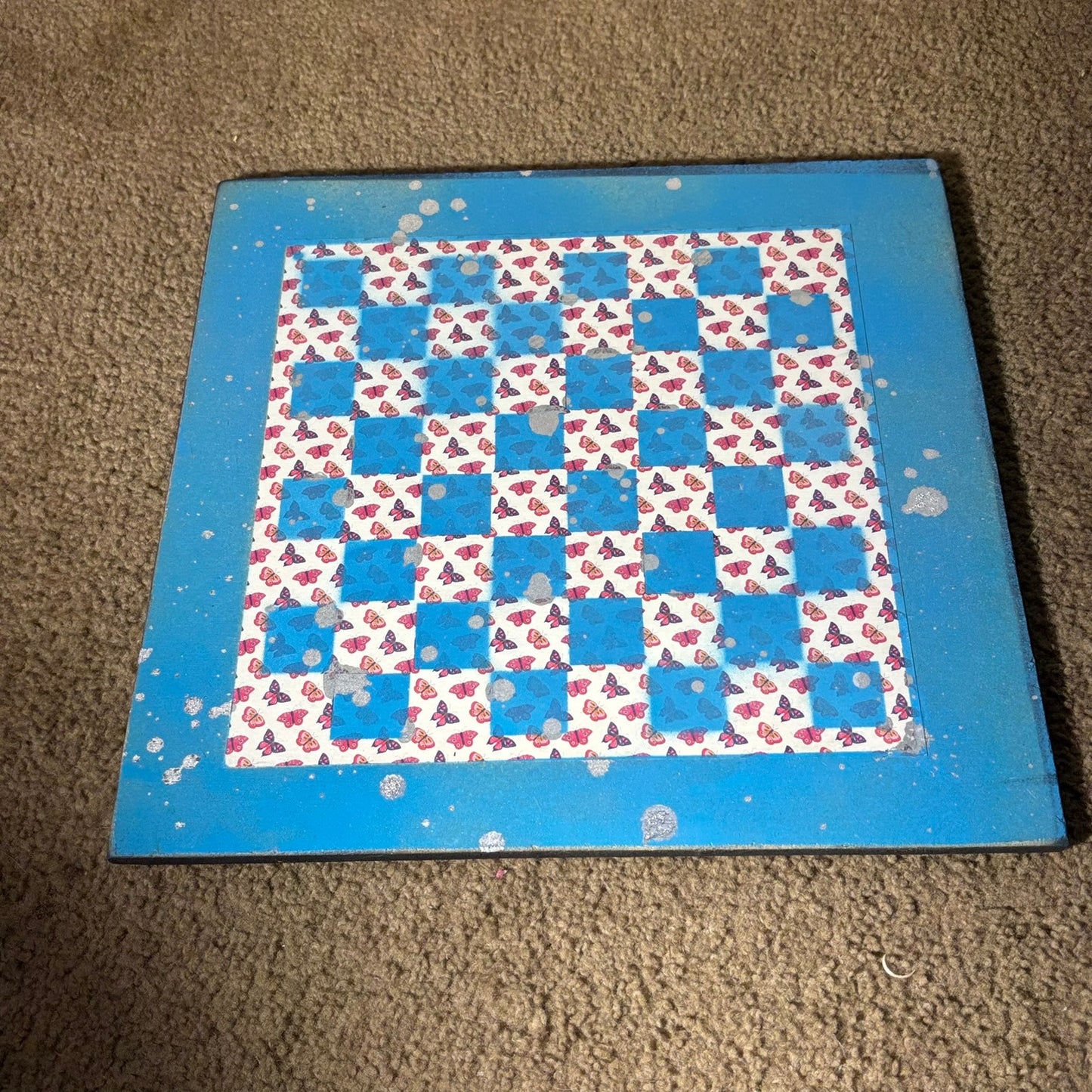 Blue Butterflies - Large Deluxe Chess Set