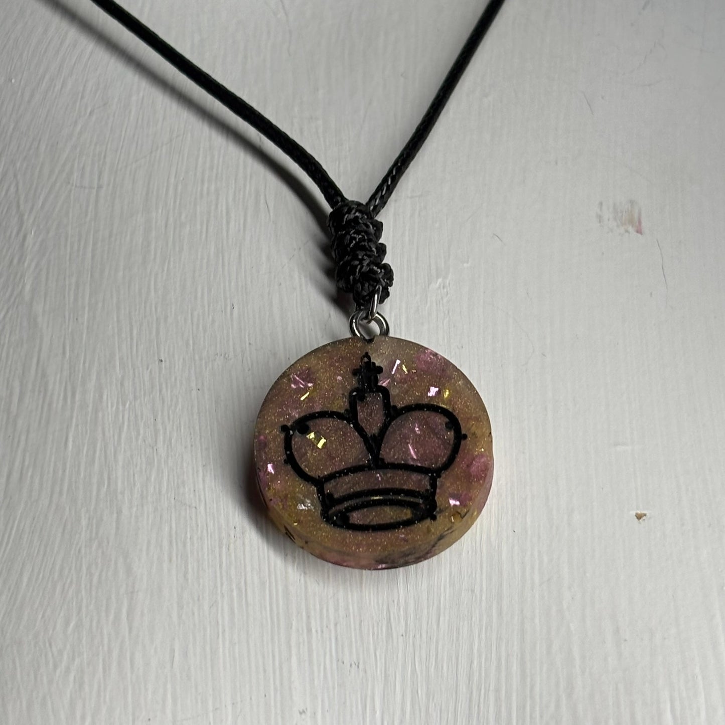 Crystal Brown King - Handmade Resin Chess Necklace
