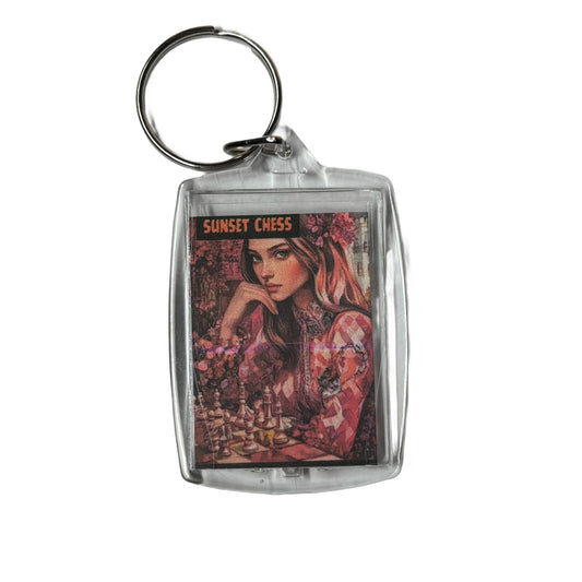 Pink Beauty - Sunset Chess Photo Keychain
