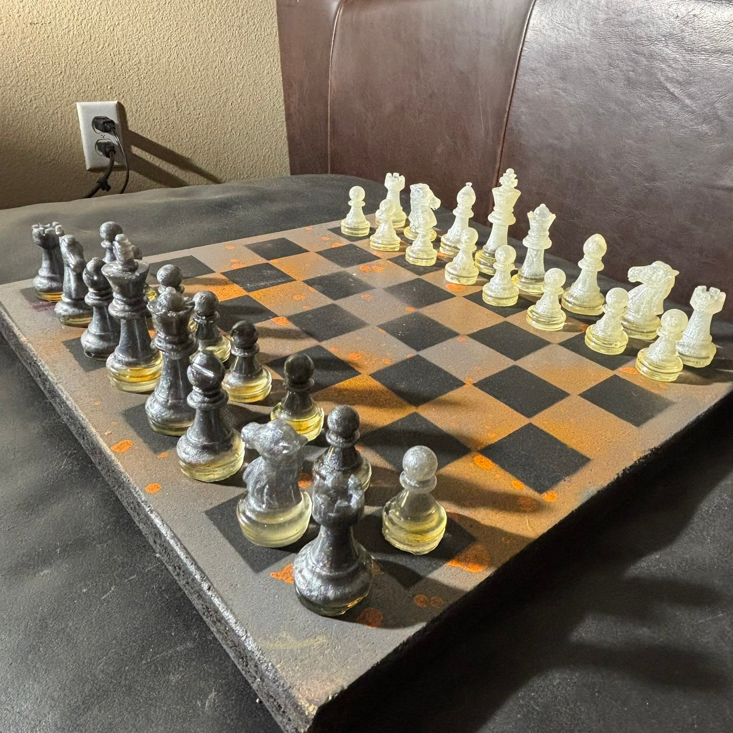 Gray & Orange - Painted Chess Set