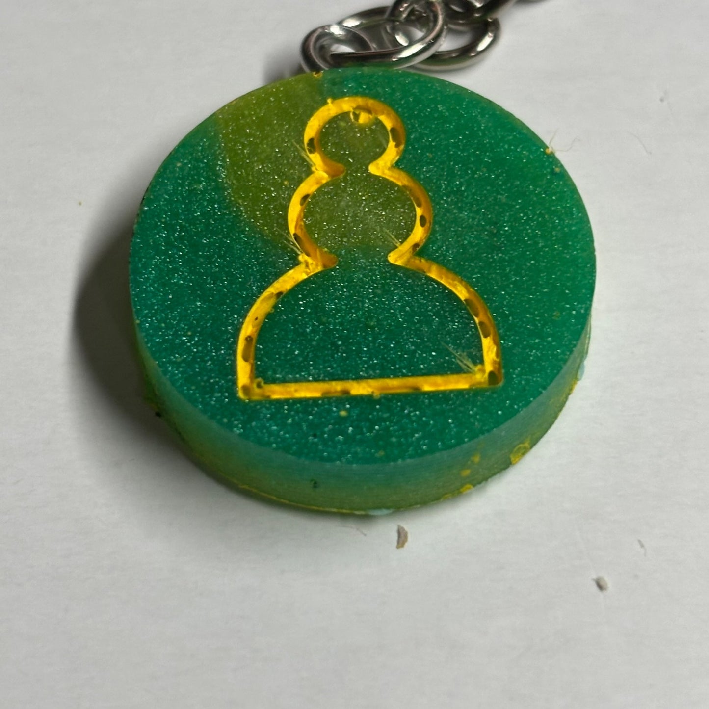 Cheesehead Green Pawn - Handmade Resin Keychain - Flat Edition