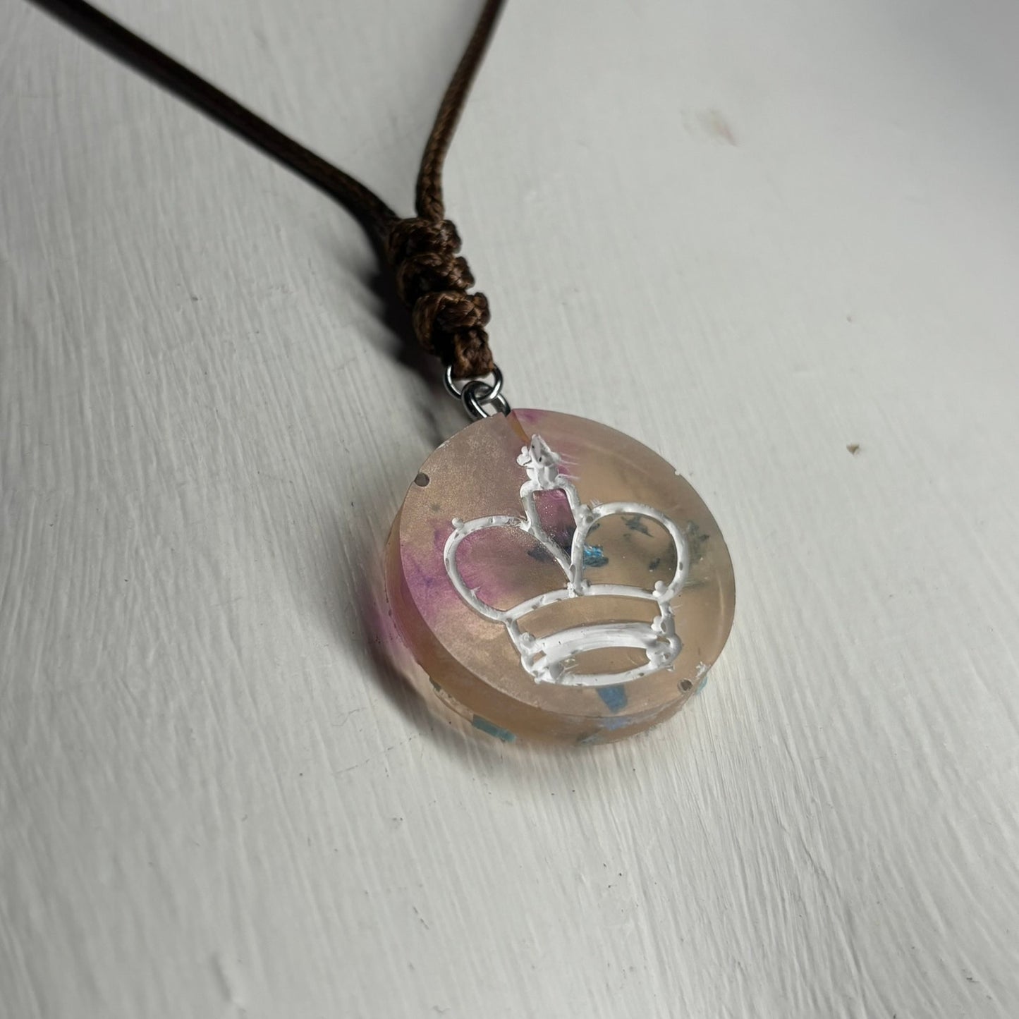 Creamy Mix King - Handmade Resin Chess Necklace