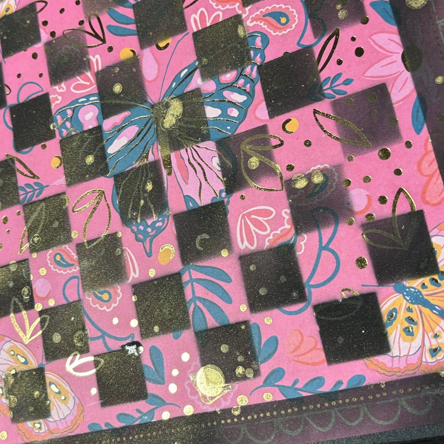 Pink Butterfly - Scrapbook Chess Board