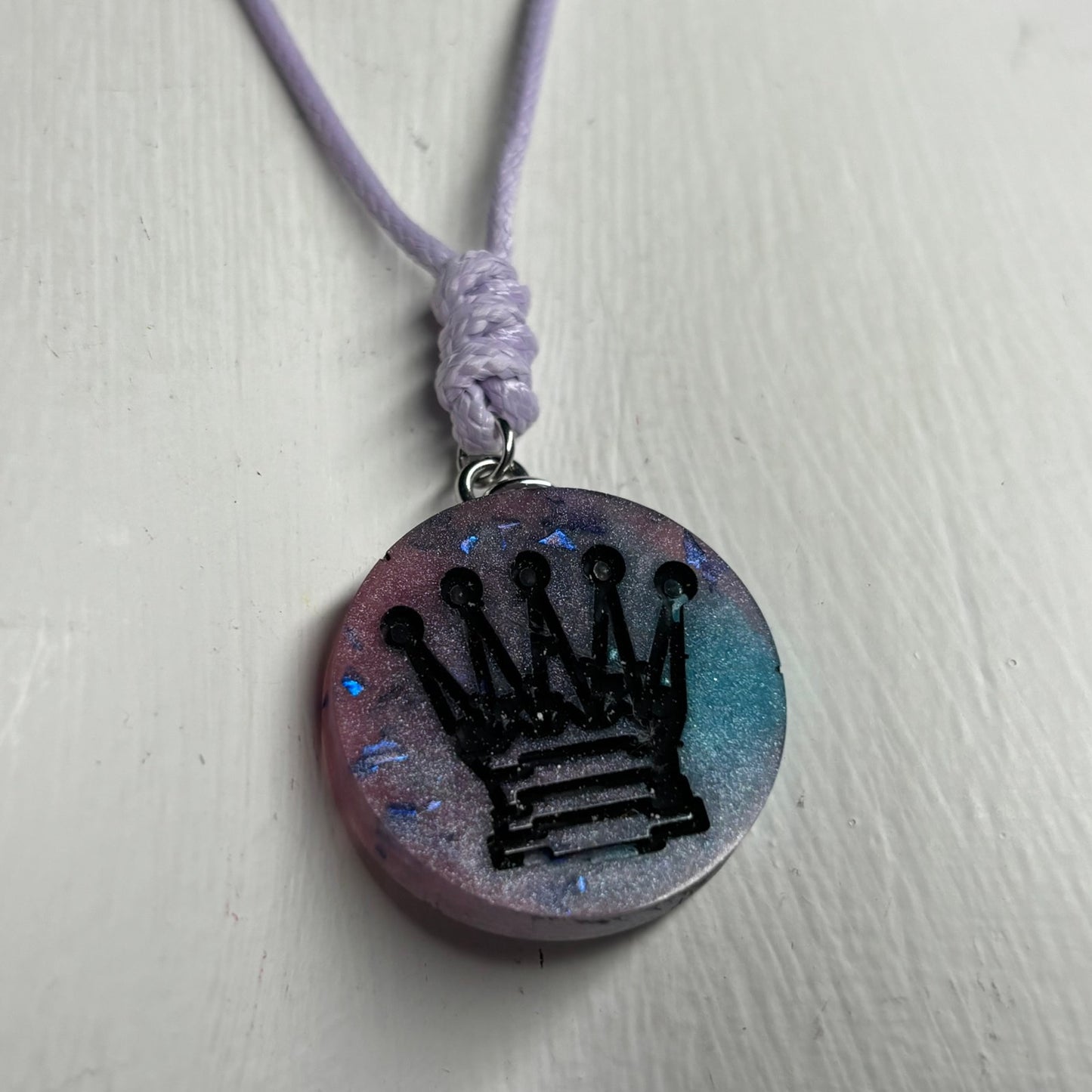 Cosmic Space Queen - Handmade Resin Chess Necklace